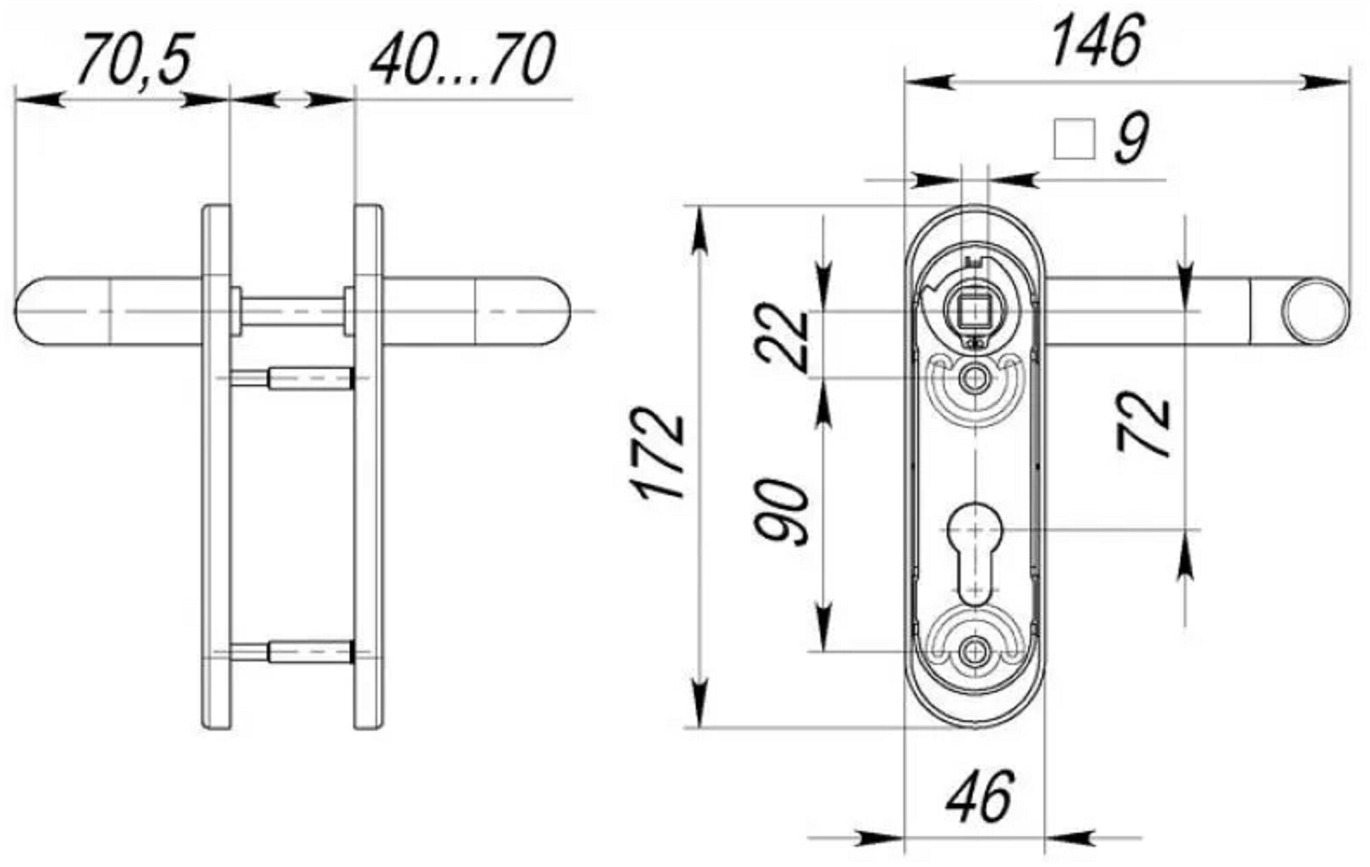 Ручка Fuaro (Фуаро) дверная DH-0433 NE (черная) с пружиной для замка (FL-0432, 0433, 0434)