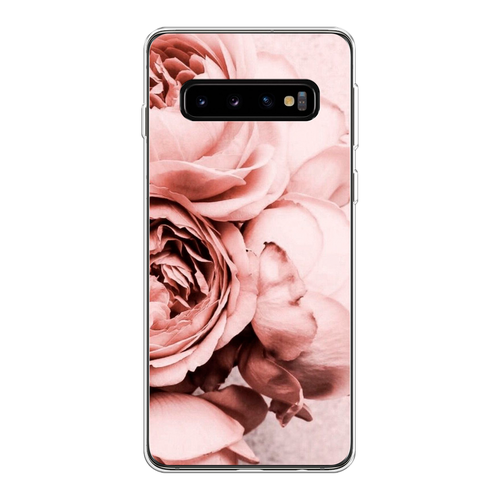 Силиконовый чехол на Samsung Galaxy S10 + / Самсунг Галакси S10 Плюс Пыльно-розовые пионы