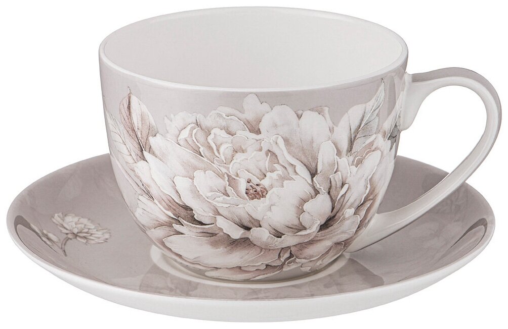 Чайная пара 415-2136 lefard white flower 2предмета 330 мл серая