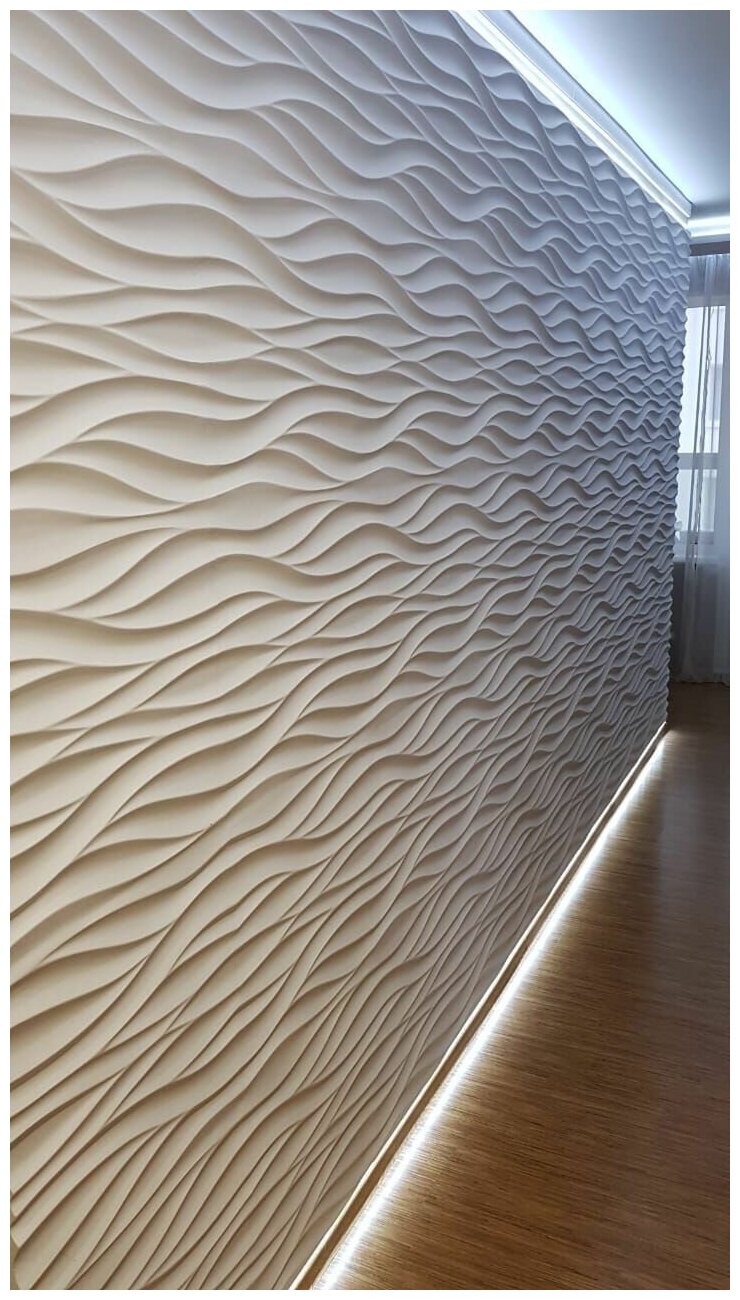 DecArt3D Стеновая 3D панель Непа, 500х500мм, гипс, цвет белый - фотография № 2