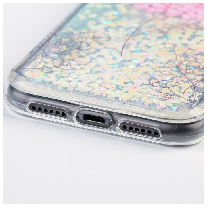 Чехол для телефона iPhone 11 PRO с блёстками внутри Flower, 7.14 × 14.4 см