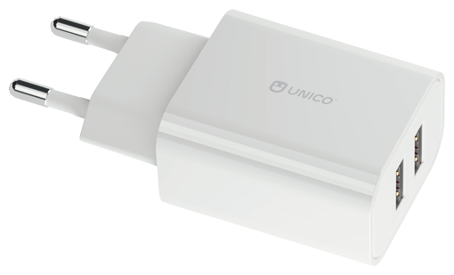 Сетевое зарядное устройство Unico 2xUSB 2.0 12W max, защита от КЗ, черный, вкл кабель lightning, белый WCS8PINUNC - фото №7