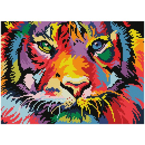 Алмазная мозаика Глазами тигра, LE137 / 30х40 см / Полная выкладка / Холст на подрамнике / Картина стразами / Премиум набор