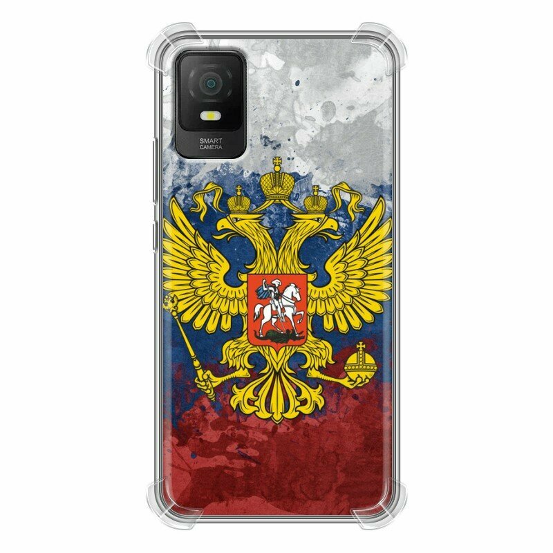 Дизайнерский силиконовый с усиленными углами чехол для ТСЛ 403 / TCL 403 Российский флаг и герб