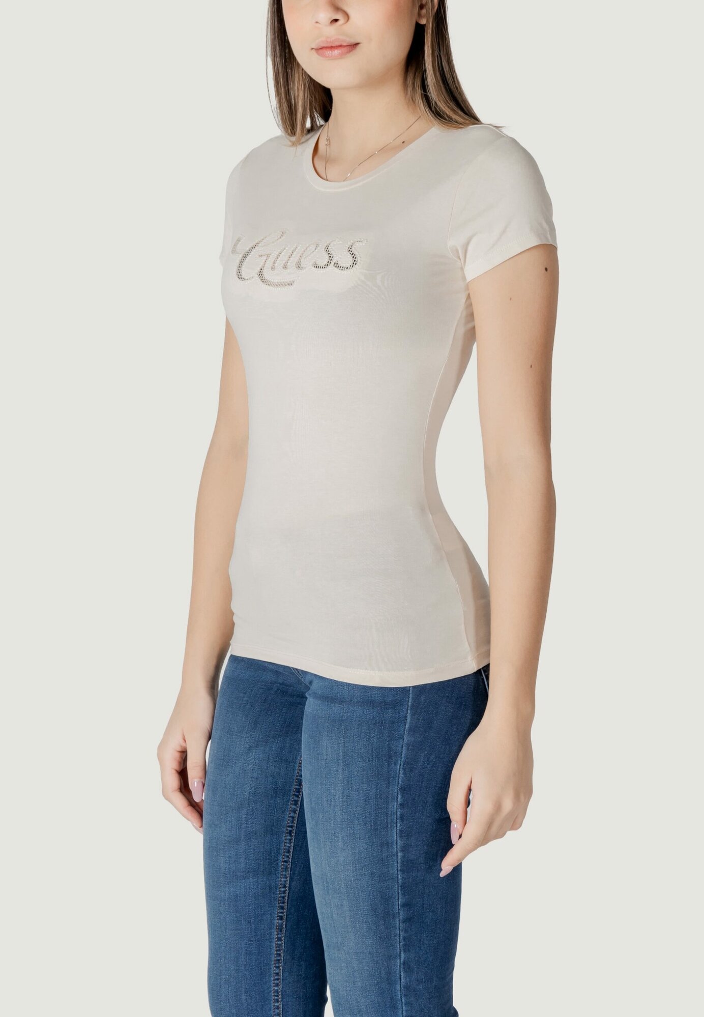 Футболка GUESS SS Guess Dot Logo R3 Tee, размер M, бежевый — фото 1