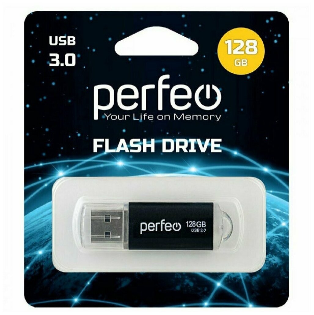 USB флешка Perfeo USB 3.0 128GB C14 Black metal series