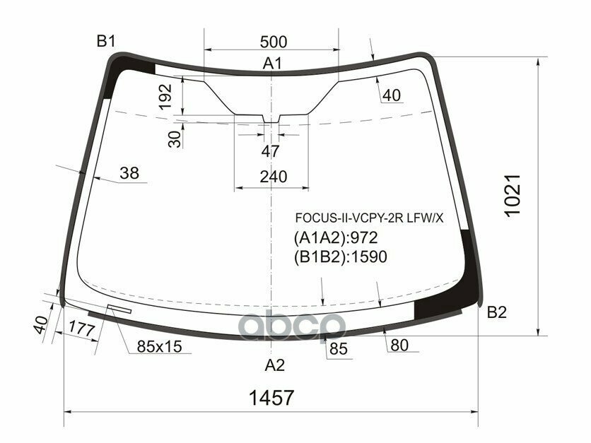 Стекло Лобовое (Молдинг) Ford Focus 04-11 / Focus Rs 09-11 / Focus St 05-10 XYG арт. FOCUS-II-VCPY-2R LFW/X