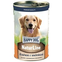 Влажный корм для собак Happy Dog NaturLine, при чувствительном пищеварении, ягненок, индейка 20 шт. х 410 г