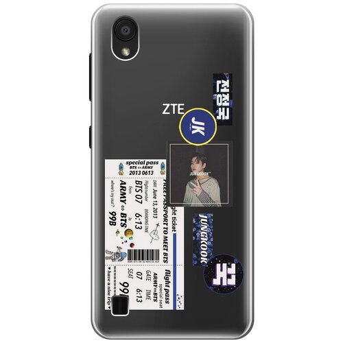 Силиконовый чехол с принтом BTS Stickers для ZTE Blade A5 (2019) / ЗТЕ Блейд А5 2019 силиконовый чехол на zte blade a5 2019 зте блейд а5 2019 с 3d принтом avo love прозрачный