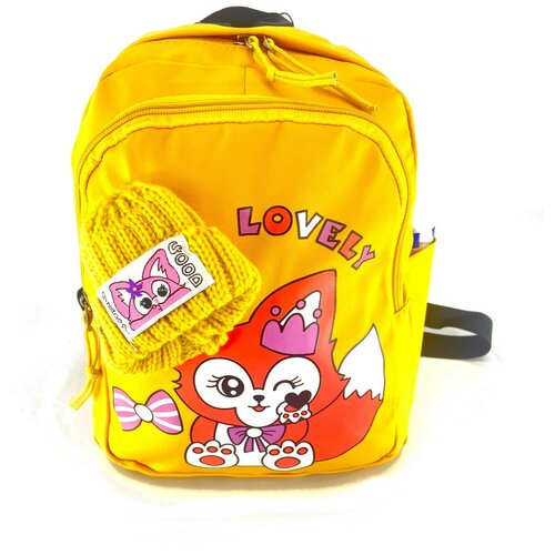 Рюкзак дошкольный ActivDay Лисичка с шапочкой, п/э, 30х22х12, желтый