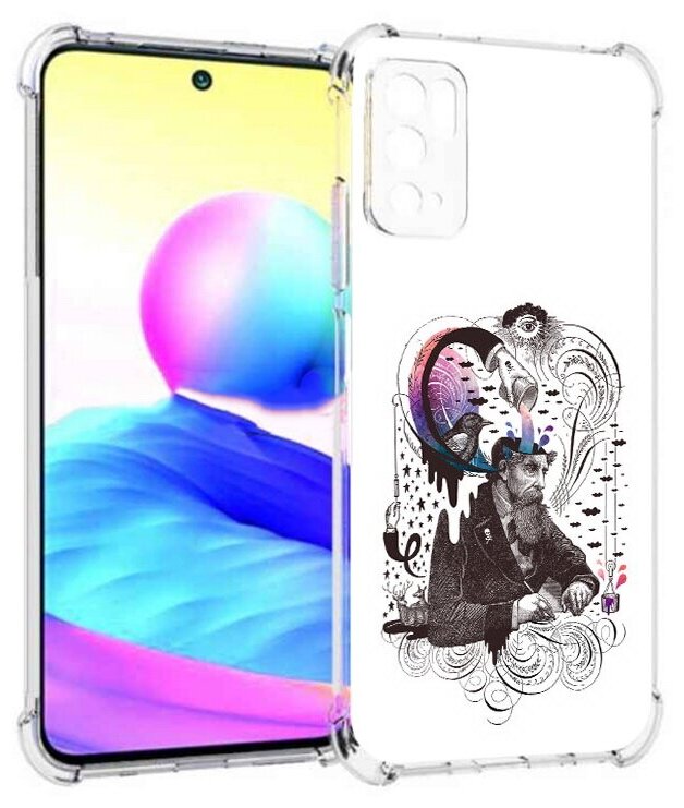 Чехол задняя-панель-накладка-бампер MyPads абстракция думающий мужчина для Xiaomi Redmi Note 10 5G/Poco M3 Pro/M3 Pro 5G противоударный