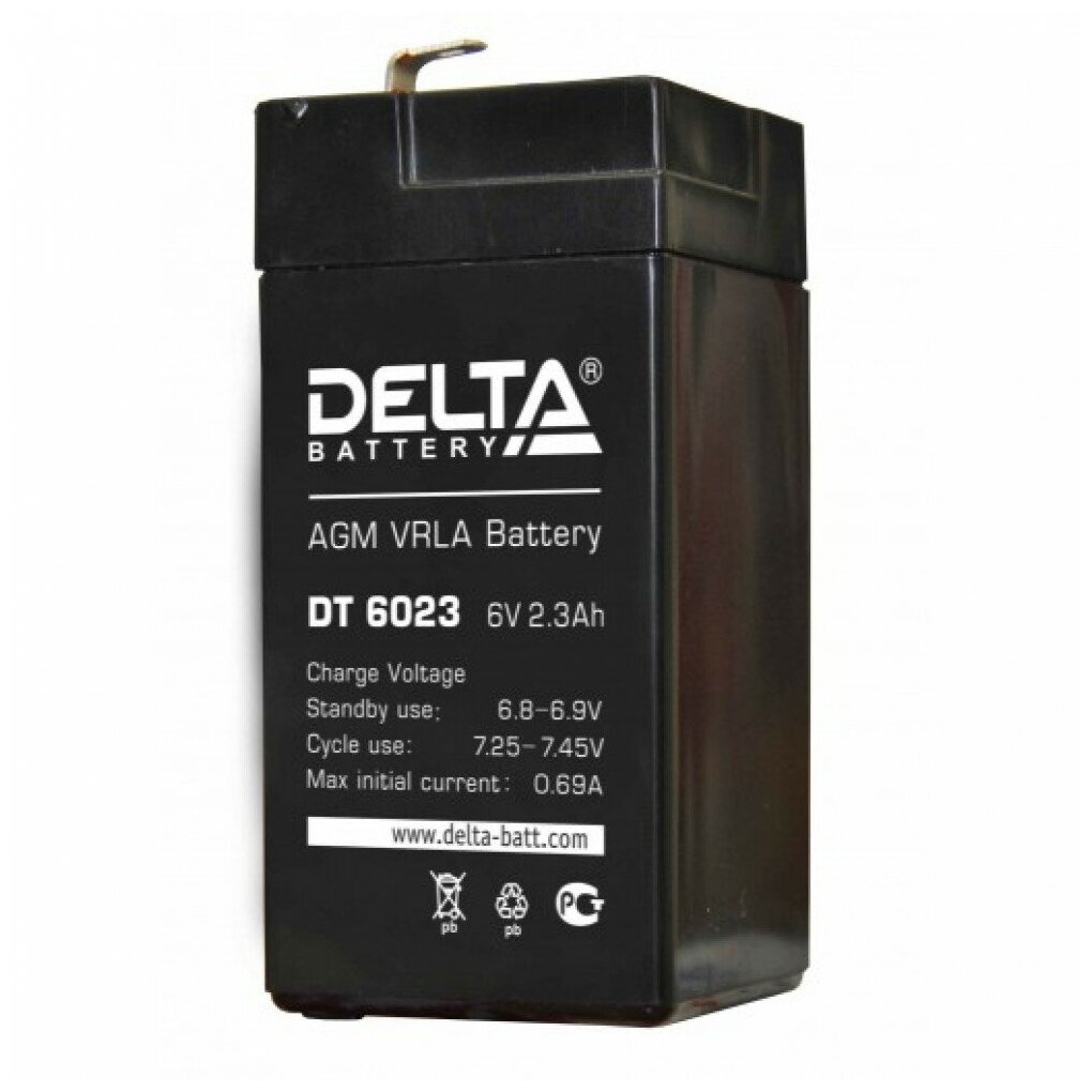 Аккумулятор Delta DT 6023 6V AGM (2,3 Ач)