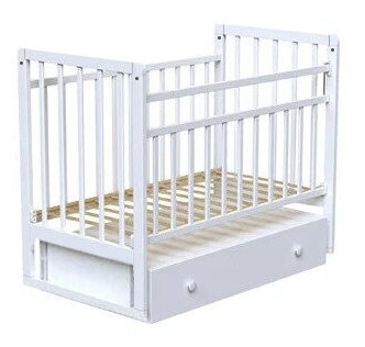 Кровать детская ВДК DREAM поперечный маятник, ящик, п-образная спинка, Bianco