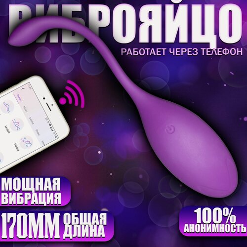 Изображение товара Виброяйцо с управление через приложение на телефоне, 9 режимов вибрации, фиолетовый