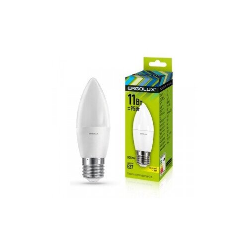 (Эл.лампа светодиодная Свеча 11Вт E27 3000K 180-240В), ERGOLUX LED-C35-11W-E27-3K (10 шт.)