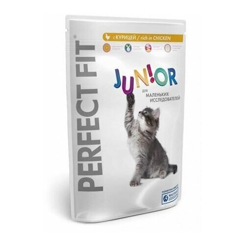 Полнорационный сухой корм для котят Perfect Fit Junior с курицей, 650г, 4 шт