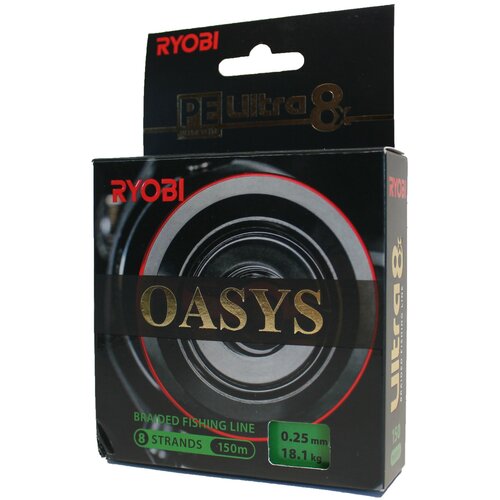 плетеный шнур для рыбалки ryobi oasys dark green 0 30mm 150m Плетеный шнур RYOBI OASYS Dark Green 0,25mm 150m