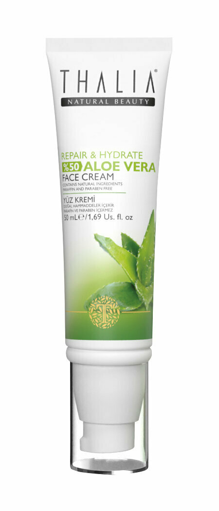 THALIA NATURAL BEAUTY 50% Aloe Vera Repair & Hydrate Face Cream Крем увлажняющий для лица с алоэ вера, 50 мл