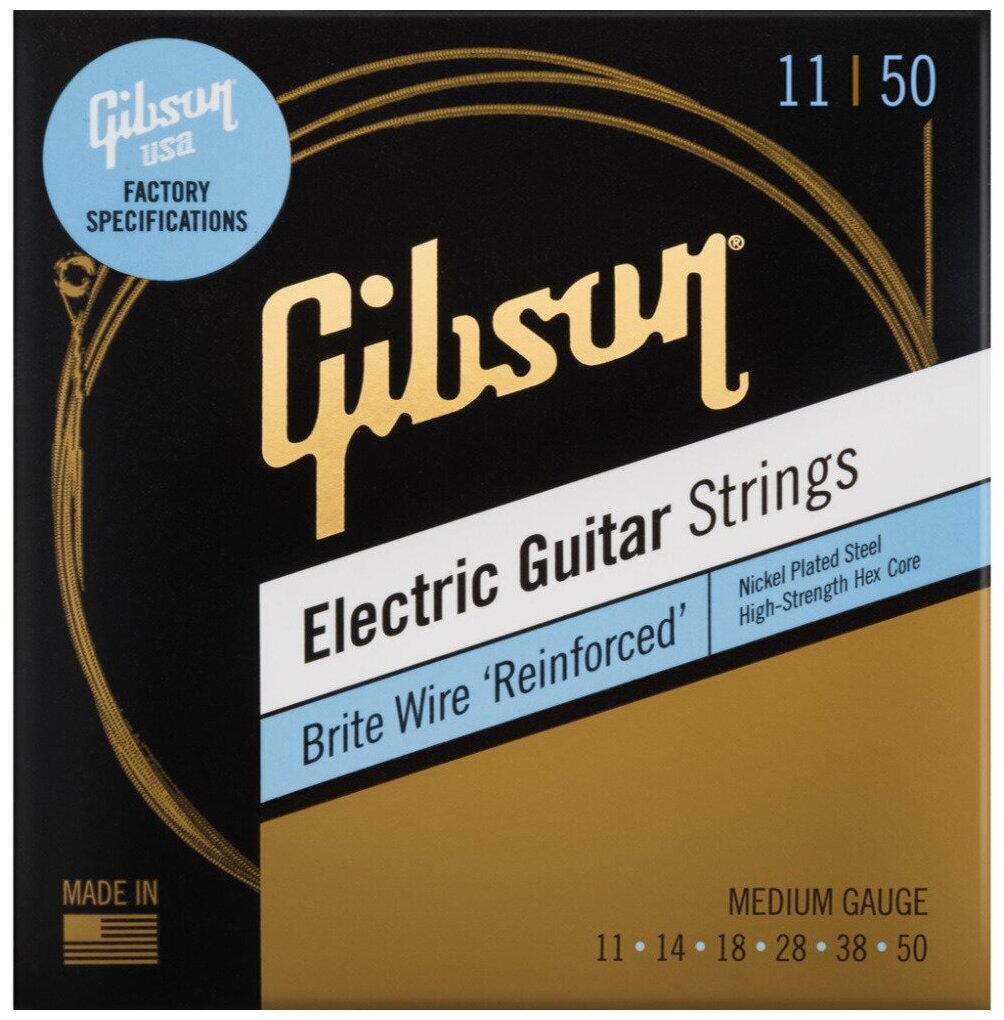 Струны для электрогитары Gibson SEG-BWR11 BRITE WIRE REINFORCED ELECTIC GUITAR STRINGS MEDIUM GAUGE