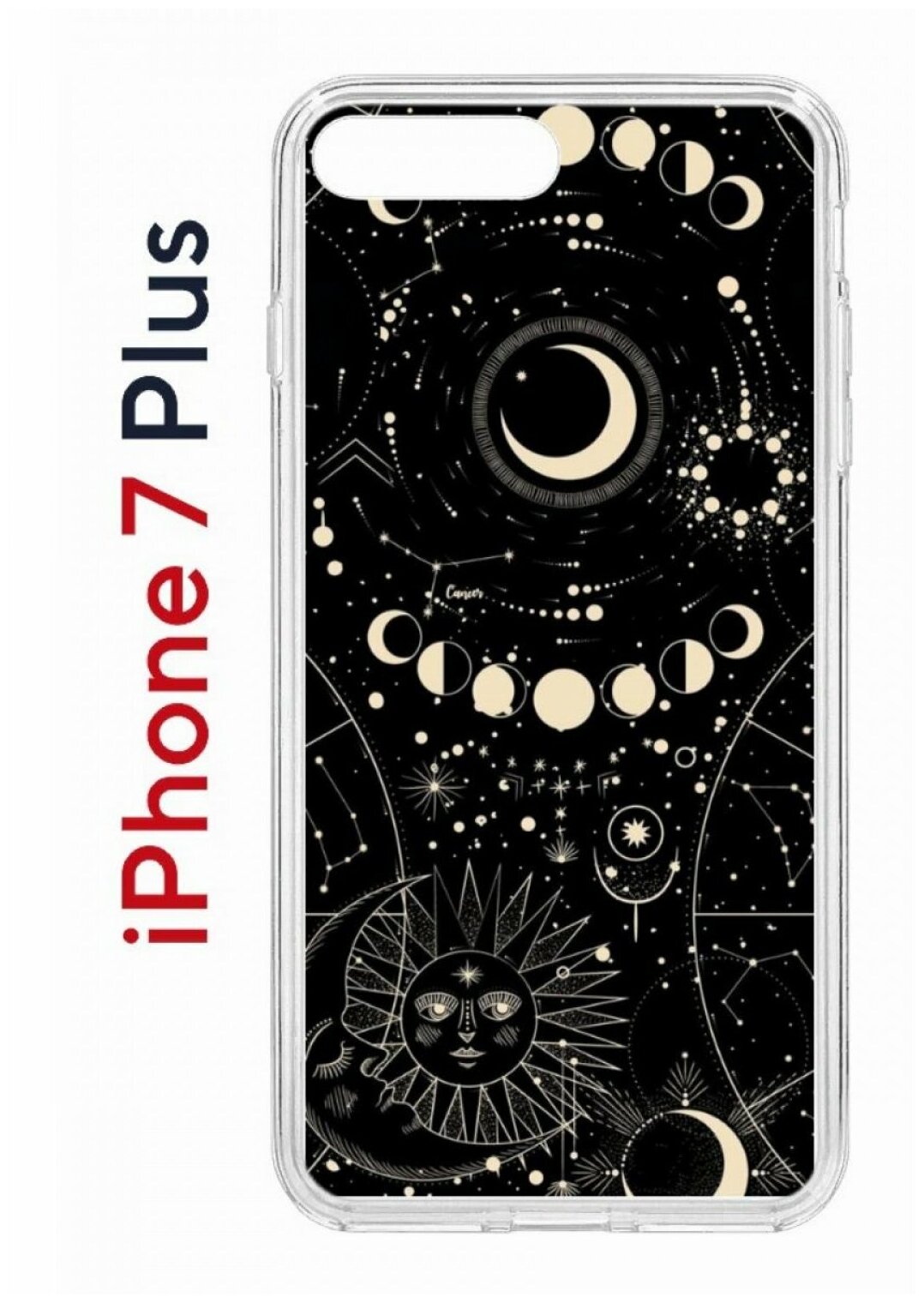 Чехол для iPhone 7 Plus Kruche Print Space,противоударный силиконовый бампер с рисунком,пластиковая накладка с защитой камеры