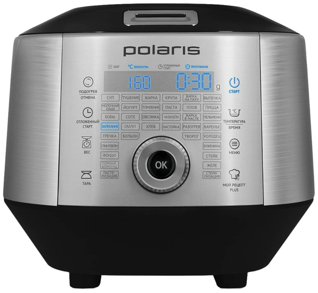 Мультиварка Polaris, 4л, керамическое покрытие, 3D нагрев, отложеный старт, поддержание тепла, 300 режимов приготовления, 36 программ