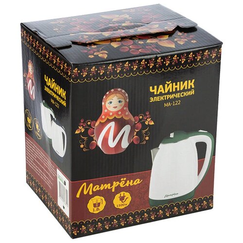 Чайник электрический 18л матрёна MA-122 стальной зеленый 102762 146600₽