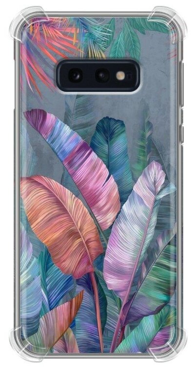 Дизайнерский силиконовый с усиленными углами чехол для Самсунг S10E / Samsung Galaxy S10e Тропические листья