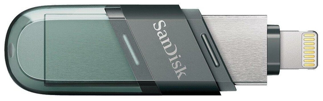 Флешка USB Sandisk iXpand Flip 64ГБ, USB3.1, зеленый и серебристый [sdix90n-064g-gn6nn] - фото №7