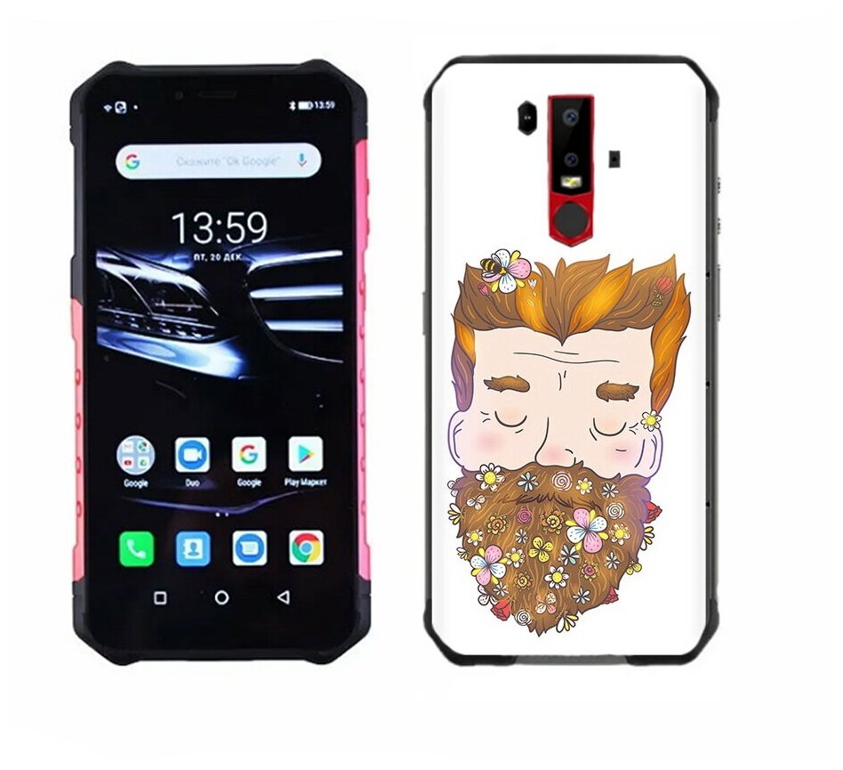 Чехол задняя-панель-накладка-бампер MyPads мужчина с цветами в бороде для Ulefone Armor 6E/Ulefone Armor 6 противоударный
