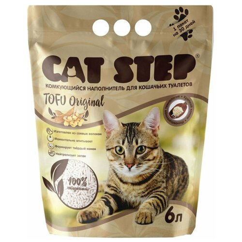 Комкующийся наполнитель Cat Step Tofu Original растительный, 6 л