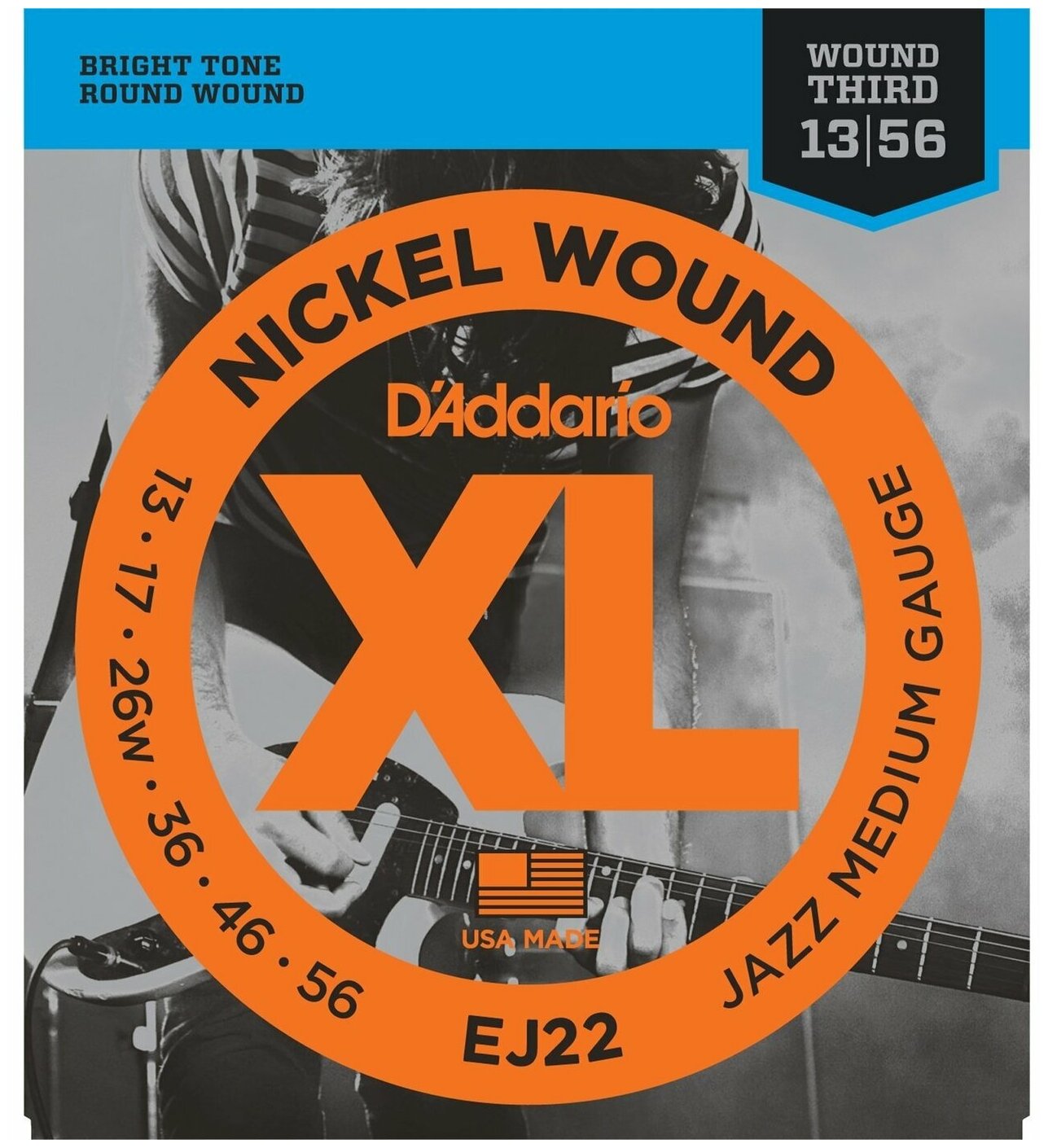 D'Addario EJ22 Jazz Medium Струны для электрогитары 13-56