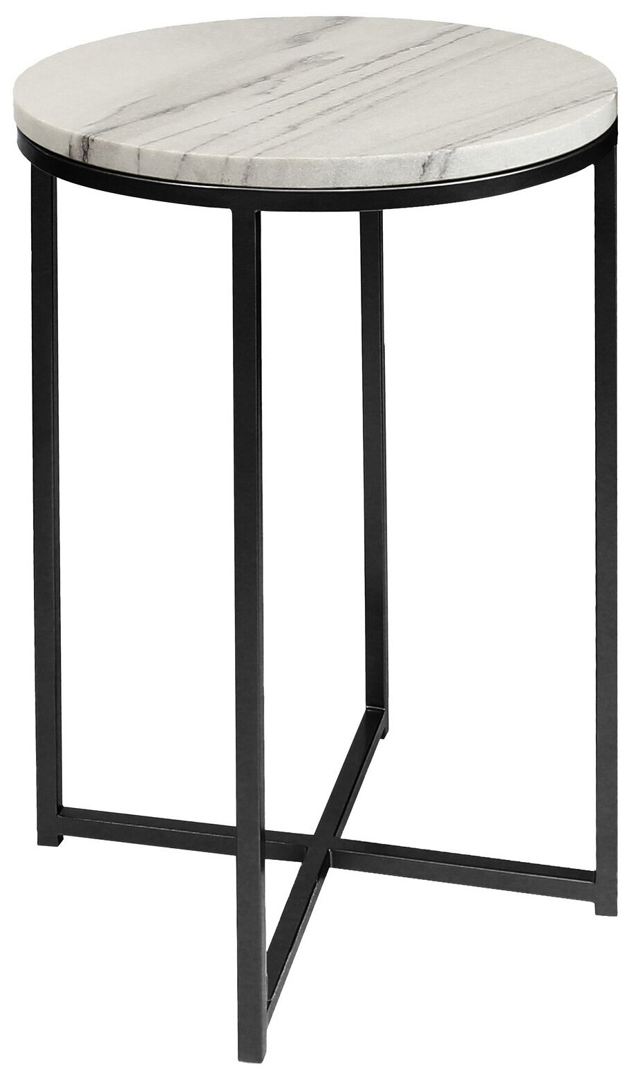 Столик журнальный черный, натуральный мрамор, 400*400*600, STELLA