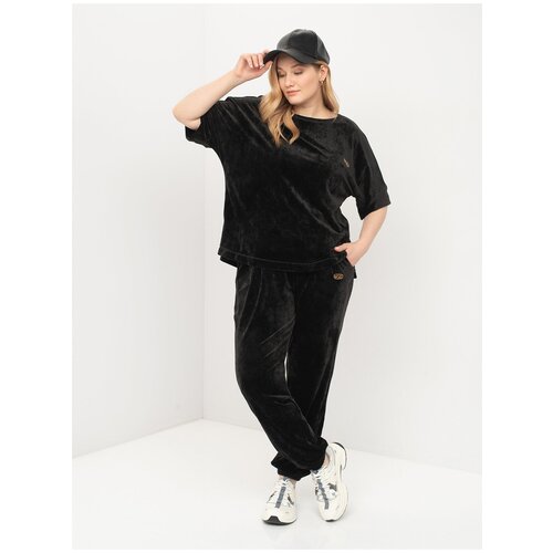 фото Костюм msls из велюра для дома и отдыха, арт.wa-11647, цвет черный, размер 58-60