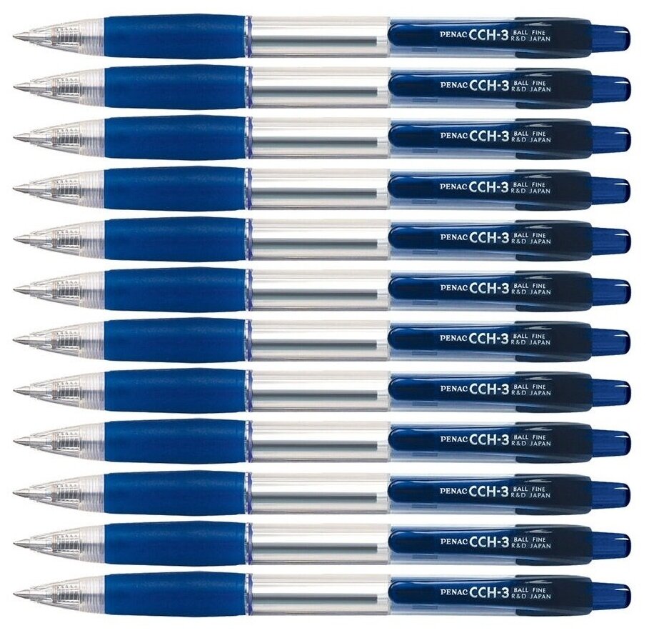 Ручка шариковая автоматическая с маслянными чернилами 0,7мм PENAC, синяя (12шт)