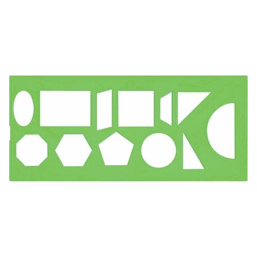 Трафарет СТАММ геометрических фигур, комплект 30 шт, 12 элементов, зеленый, ТТ11