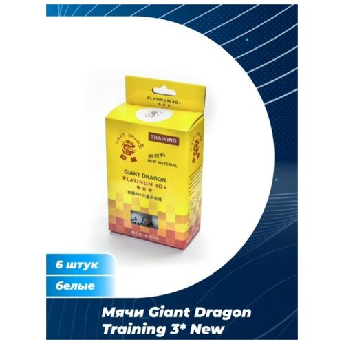 Мячи для настольного тенниса Giant DragonTraining 3* New (6 шт., белые)