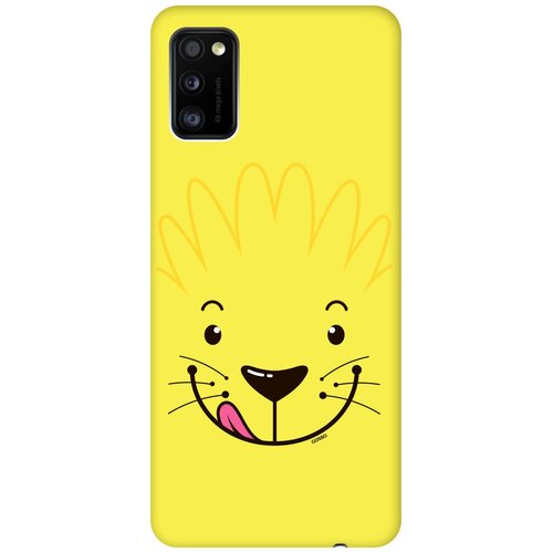 фото Силиконовая чехол-накладка silky touch для samsung galaxy a41 с принтом "minimalistic lion" желтая gosso