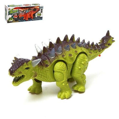 Динозавр «Анкилозавр» работает от батареек, световые и звуковые эффекты, цвет зелёный динозавр анкилозавр в коробке