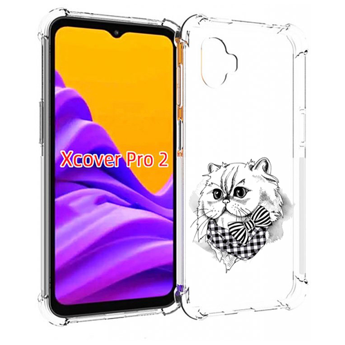 Чехол MyPads нарисованная красивая кошечка для Samsung Galaxy Xcover Pro 2 задняя-панель-накладка-бампер