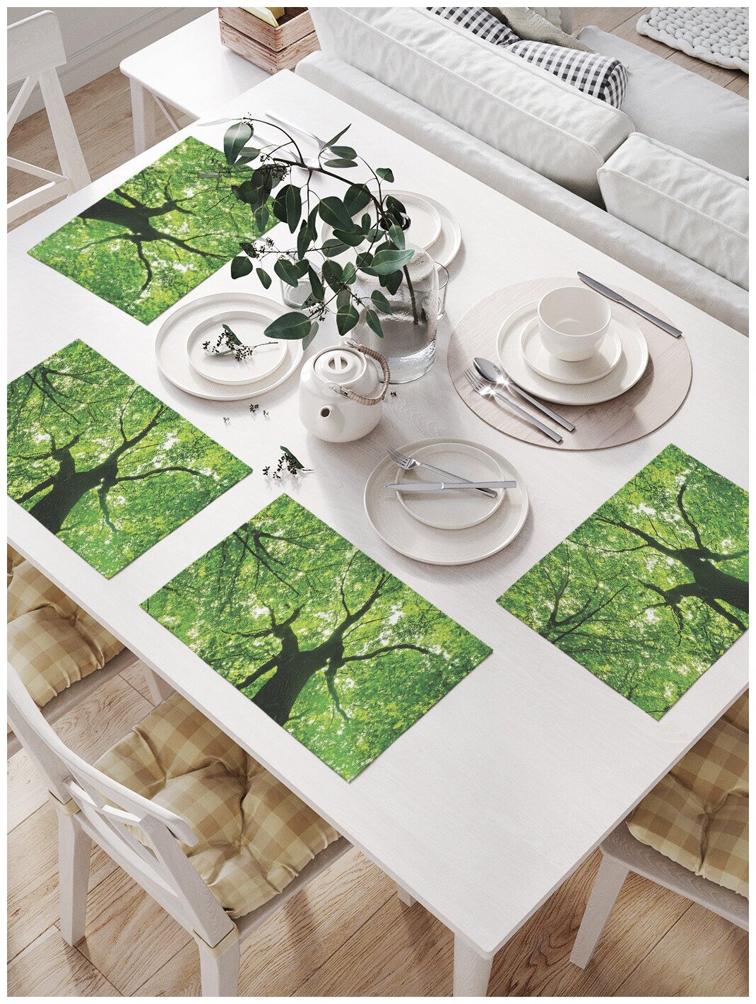 Сервировочные салфетки на стол   прямоугольные   тканевые 32x46  Лесной мир    JoyArty