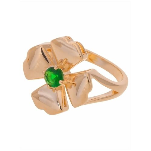 Кольцо помолвочное Lotus Jewelry, фианит, размер 17, зеленый