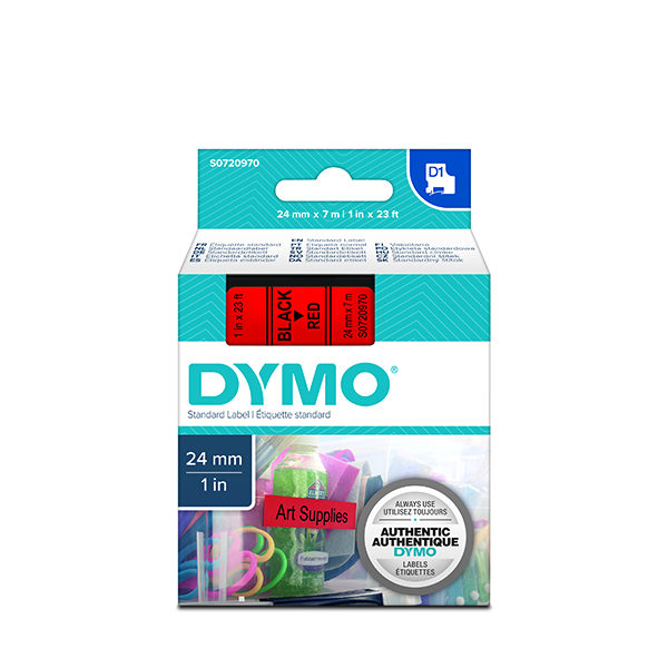 Лента Dymo D1 [S0720970/53717] для принтеров серии Label Manager (черный на красном, 24 мм, длина 7 м)