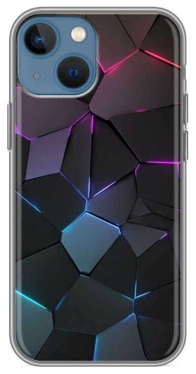 Дизайнерский силиконовый чехол для Айфон 13 мини / Iphone 13 Mini Геометрия неона