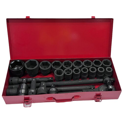 Набор головок ударных шестигранных FORCE-VOLGA 24пр. 3/4 ударных корот. (Метал.кейс) (17-50) Головки.Воротки.Адаптеры