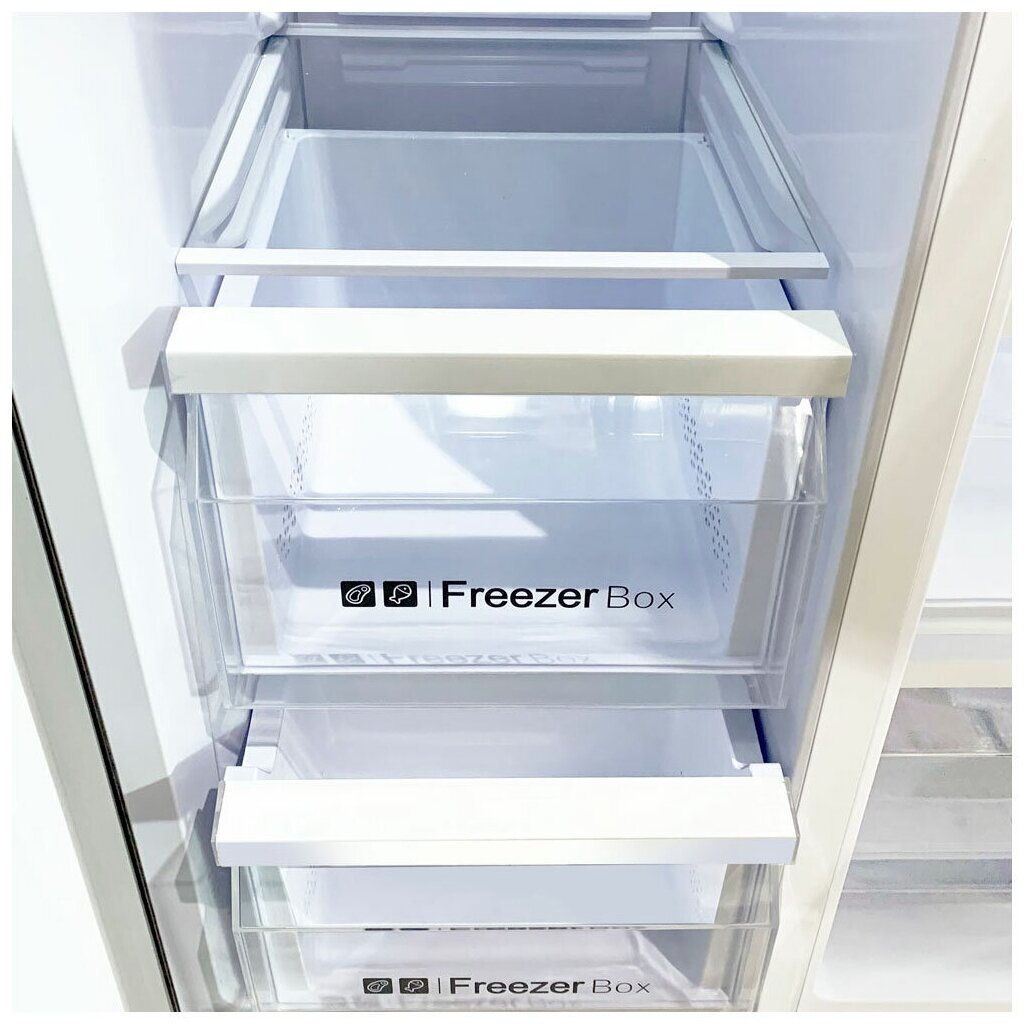 Холодильник Side by Side Ginzzu NFI-5212 золотистое стекло - фотография № 6