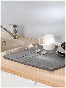 <b>Коврик</b> <b>для</b> сушки посуды, Shiny Kitchen, Сушилка <b>для</b> столовых приборов, <b>Коврик</b> <b>для</b> кухни под посуду, Серый