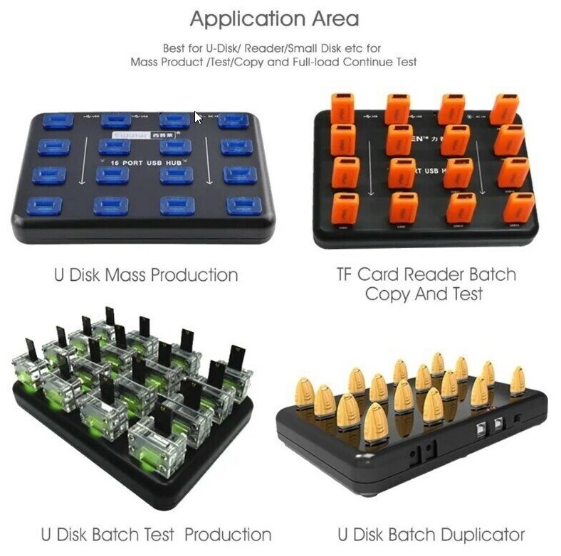 SIPOLAR 16 портов USB 20 Hub Bluk USB-дубликатор для 16 TF SD Card Reader U-Disk Data Test Batch Copy