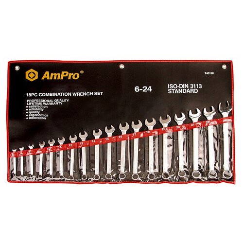 Набор комбинированных ключей AmPro 14 предметов, 8-24мм T40185