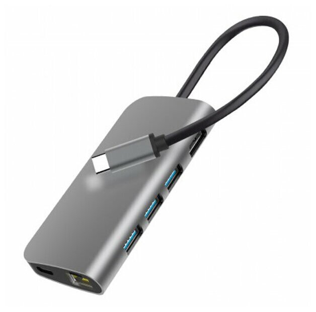 USB хаб мультипортовыйType-C 11 в 1 HDMI 4K Lan RJ45 Power Delivery 4 x USB 3.0 microSD/SD VGA 35 мм аудио KS-is