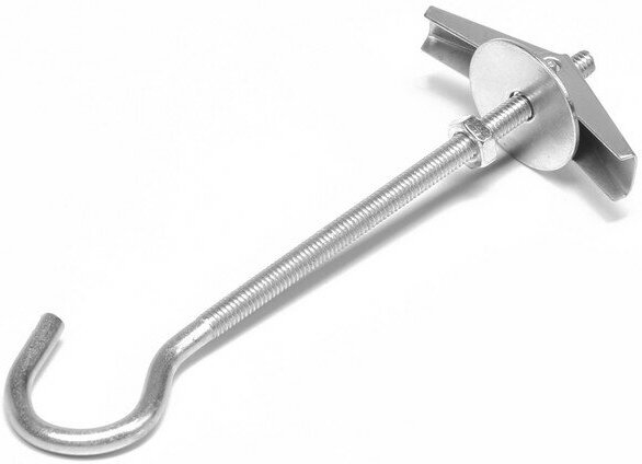 фото Складной пружинный дюбель, тундра, с крюком М4 белый цинк 1 шт(В наборе1шт.)